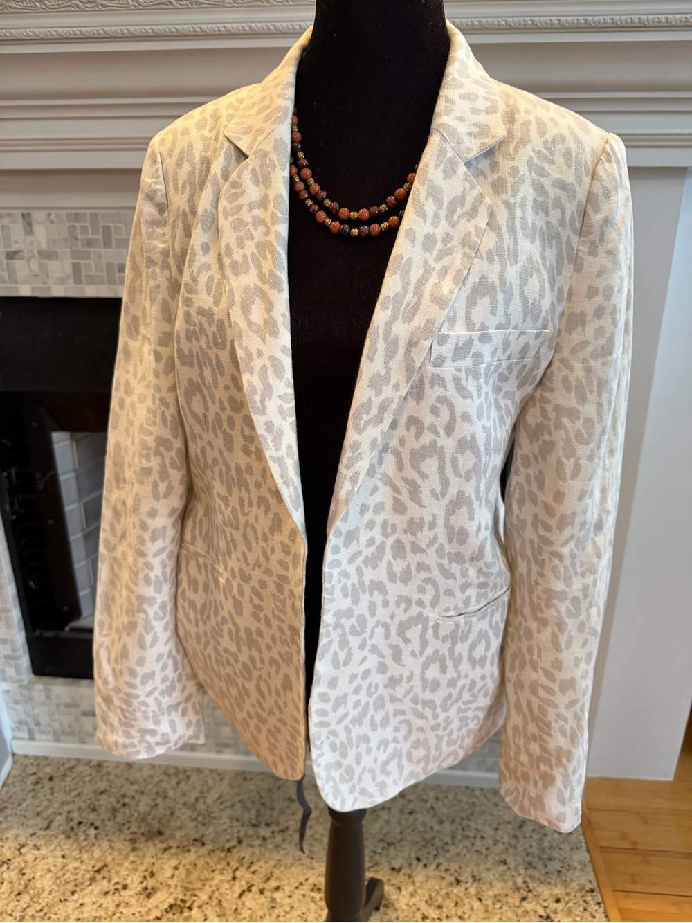Joie Women's Cream Leopard Print Blazer Jacket